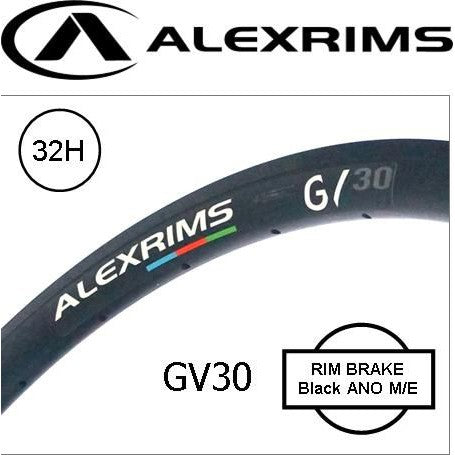 Alex RIM 700c x 21mm - ALEX GV30 - 32H - (622 x 21) - Presta Valve - Rim Brake - D/W - BLACK - MSW - (Tubeless Ready) BLACK ANODIZED M/E (ERD 575)