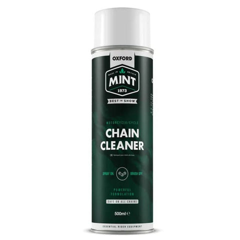 Oxford CHAIN CLEANER - Oxford Mint Chain Cleaner 500ml, effective at dissolving and washing away contaminated chain lube and the build-up of oil and dirt on your chain