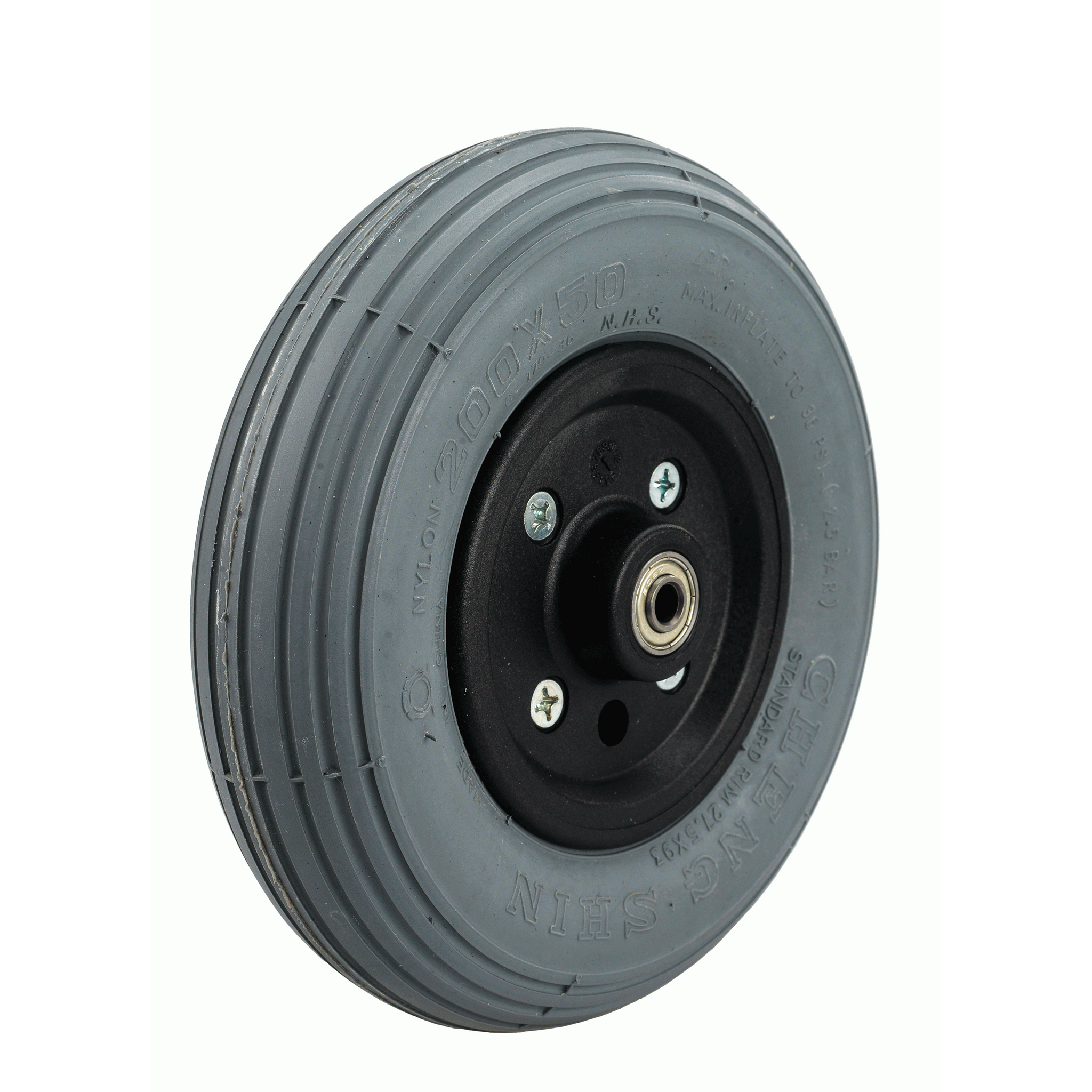200 X 50 Nylon Castor W/ Solid Foam Filled Gry Tyre