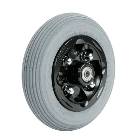 7 X 1-3/4 Primo Alloy Castor, Black, Solid Foam Filled Solid Grey Tyre