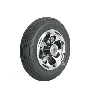 7 X 1-3/4 Primo Alloy Castor, Silver, Solid Foam Filled Black Tyre