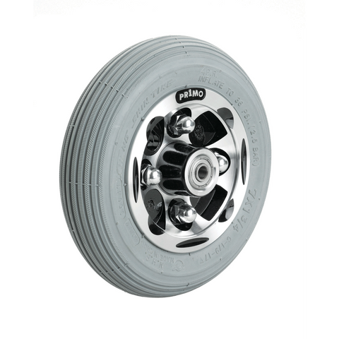 7 X 1-3/4 Primo Alloy Castor, Silver, Solid Foam Filled Grey Tyre