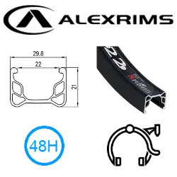 Alex RIM 20" x 22mm - ALEX Y22 - 48H - (406 x 22) - Schrader Valve - Rim Brake - S/W - BLACK - (388 ERD)