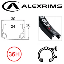 Alex RIM 20" x 24mm - ALEX Y303 - 36H - (406 x 24) - Schrader Valve - Rim Brake - S/W - BLACK - MSW - (396 ERD)