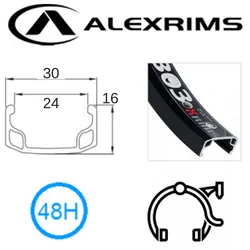 Alex RIM 20" x 24mm - ALEX Y303 - 48H - (406 x 24) - Schrader Valve - Rim Brake - S/W - BLACK - MSW - (396 ERD)