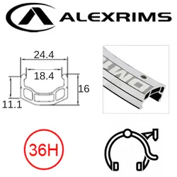 Alex RIM 24" x 18mm - ALEX DM18 - 36H - (507 x 18) - Schrader Valve - Rim Brake - D/W - SILVER - MSW - (ERD 495)