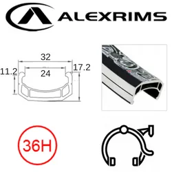 Alex RIM 24" x 24mm - ALEX DM24 - 36H - (507 x 24) - Schrader Valve - Rim Brake - D/W - BLACK - Eyeleted - MSW - (ERD 495)