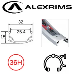Alex RIM 26" x 26mm - ALEX Zuma 3.0 - 36H - (559 x 26) - Schrader Valve - Rim Brake - S/W - SILVER - (Suit Cruiser)