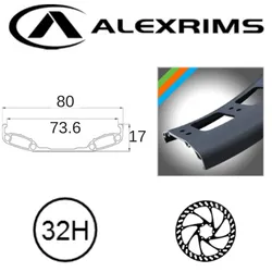 Alex RIM 26" x 73mm - ALEX BLIZZERK 80 - 32H - (559 x 73) - Presta Valve - Disc Brake - D/W - BLACK
