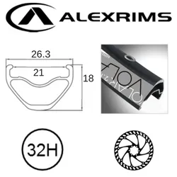 Alex RIM 27.5/650B x 21mm - ALEX VOLAR 2.1 - 32H - (584 x 21) - Presta Valve - Disc Brake - D/W - BLACK - Eyeleted - Tubeless Ready