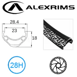 Alex RIM 27.5/650B x 23mm - ALEX MD23 - 28H - (584 x 23) - Presta Valve - Disc Brake - D/W - BLACK - Eyeleted - Tubeless Ready