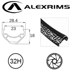 Alex RIM 27.5/650B x 23mm - ALEX MD23 - 32H - (584 x 23) - Presta Valve - Disc Brake - D/W - BLACK - Eyeleted - Tubeless Ready