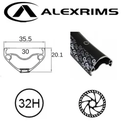 Alex RIM 27.5/650B x 30mm - ALEX MD30 - 32H - (584 x 30) - Presta Valve - Disc Brake - D/W - BLACK - Eyeleted - Tubeless Ready