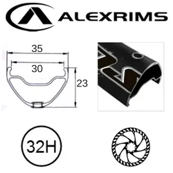 Alex RIM 27.5/650B x 30mm - ALEX SUPRA 35 - 32H - (584 x 30) - Presta Valve - Disc Brake - D/W - BLACK - Eyeleted - Tubeless Ready - Welded Join