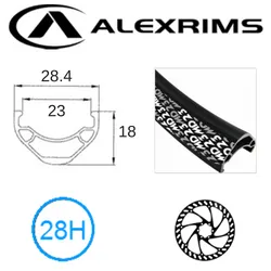 Alex RIM 29er x 23mm - ALEX MD23 - 28H - (622 x 23) - Presta Valve - Disc Brake - D/W - BLACK - Eyeleted - Tubeless Ready