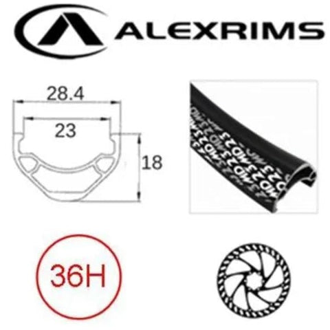 Alex RIM 29er x 23mm - ALEX MD23 - 36H - (622 x 23) - Presta Valve - Disc Brake - D/W - BLACK - Eyeleted - Tubeless Ready