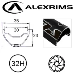 Alex RIM 29er x 30mm - ALEX SUPRA 35 - 32H - (622 x 30) - Presta Valve - Disc Brake - D/W - BLACK - Eyeleted - Tubeless Ready - Welded Join