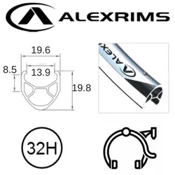 Alex RIM 700c x 14mm - ALEX R450 - 32H - (622 x 14) - Presta Valve - Rim Brake - D/W - SILVER - MSW