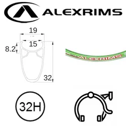 Alex RIM 700c x 15mm - ALEX RACE32 - 32H - (622 x 15) - Presta Valve - Rim Brake - D/W - LIME GREEN - MSW