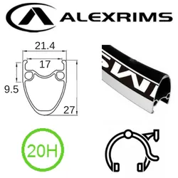 Alex RIM 700c x 17mm - ALEX AT510 - 20H - (622 x 17) - Presta Valve - Rim Brake - D/W - BLACK - MSW - (Tubeless Ready)