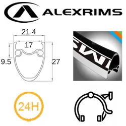Alex RIM 700c x 17mm - ALEX AT510 - 24H - (622 x 17) - Presta Valve - Rim Brake - D/W - BLACK - MSW - (Tubeless Ready)