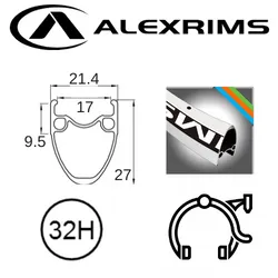 Alex RIM 700c x 17mm - ALEX AT510 - 32H - (622 x 17) - Presta Valve - Rim Brake - D/W - SILVER - MSW - (Tubeless Ready)