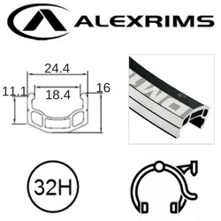 Alex RIM 700c x 18mm - ALEX DM18 - 32H - (622 x 18) - Schrader Valve - Rim Brake - D/W - BLACK - Eyeleted - MSW - (ERD 607)