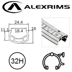 Alex RIM 700c x 18mm - ALEX DM18 - 32H - (622 x 18) - Schrader Valve - Rim Brake - D/W - SILVER - Eyeleted - MSW