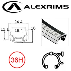 Alex RIM 700c x 18mm - ALEX DM18 - 36H - (622 x 18) - Schrader Valve - Rim Brake - D/W - BLACK - Eyeleted - MSW