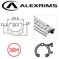 Alex RIM 700c x 18mm - ALEX DM18 - 36H - (622 x 18) - Schrader Valve - Rim Brake - D/W - SILVER - Eyeleted - MSW
