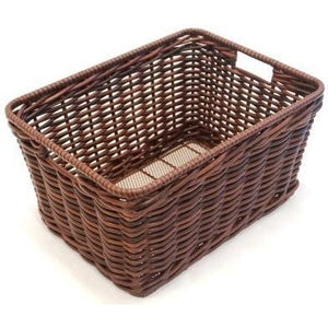 BASKET - Rear , Fixed PE Wicker, With Fittings, Brown, 43cm x 33cm x 22cm