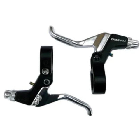 BRAKE LEVER - Tektro Brake Levers, 2 Finger Type, Works With ( Linear - requires modification ), Caliper, Cantilever & U Brakes, SILVER/BLACK (Sold In Pairs)