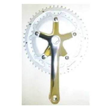 CHAINWHEEL SET 170mm x 42T/52T, Alloy with replaceable Chain Rings w/o Guard, Diamond Taper, Hi Polish SILVER (BCD 130)