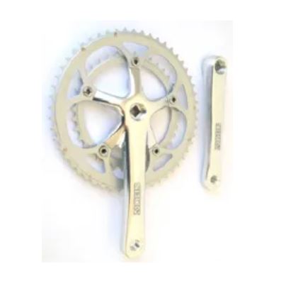 CHAINWHEEL SET 170mm x 53/39T, 130 BCD, Replaceable Chain Rings, Diamond Taper SILVER