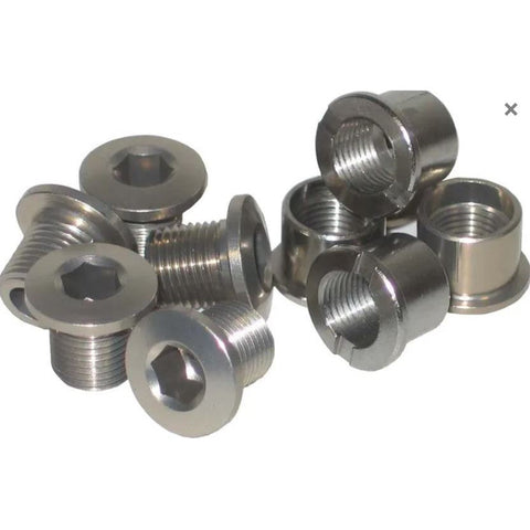 Chainring Bolt Kits - STRONG, ROADSCREW FOR DOUBLE (5 ARMS), STEEL, SILVER, - PACK 5 PCE