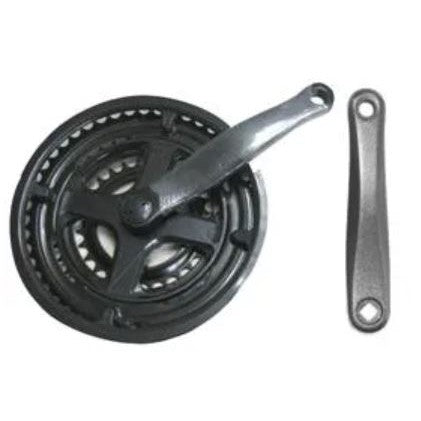 Chainwheel Set, 152mm x 22/32/42T, Alloy cranks with Steel Chain Rings, Black Chain Guard, BLACK
