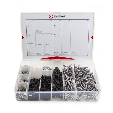 Clarks WORKSHOP FITTINGS TRAY Components include, ferrules, for brake and gear, O rings, guide pipes - 11 different "must have" components, total 1,310pces