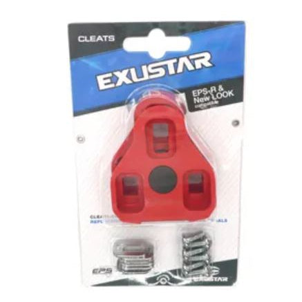 Exustar Cleats, Look Keo Compatible, Red, 9 Deg Float