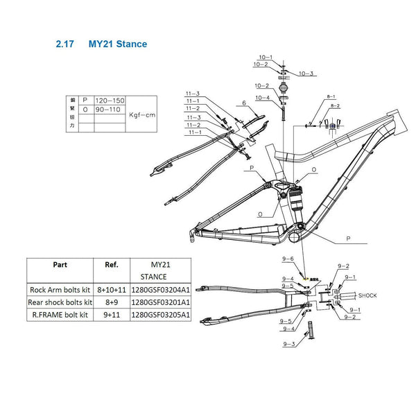 Giant Frame Rear Shock Kit for Stance / Embolden | Rock Arm Bolt Kit