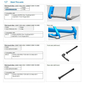 Giant MY17 FRONT ROAD DISC AXLE   TCR / Defy / TCX / Brava