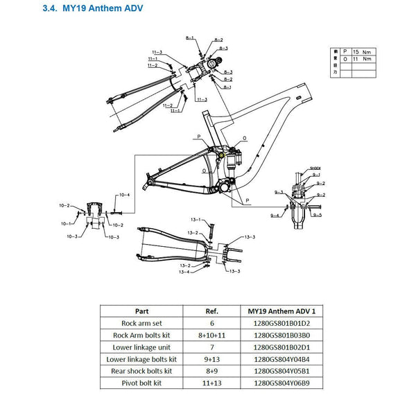 Giant MY19 Anthem 29 - Rear shock bolts kit