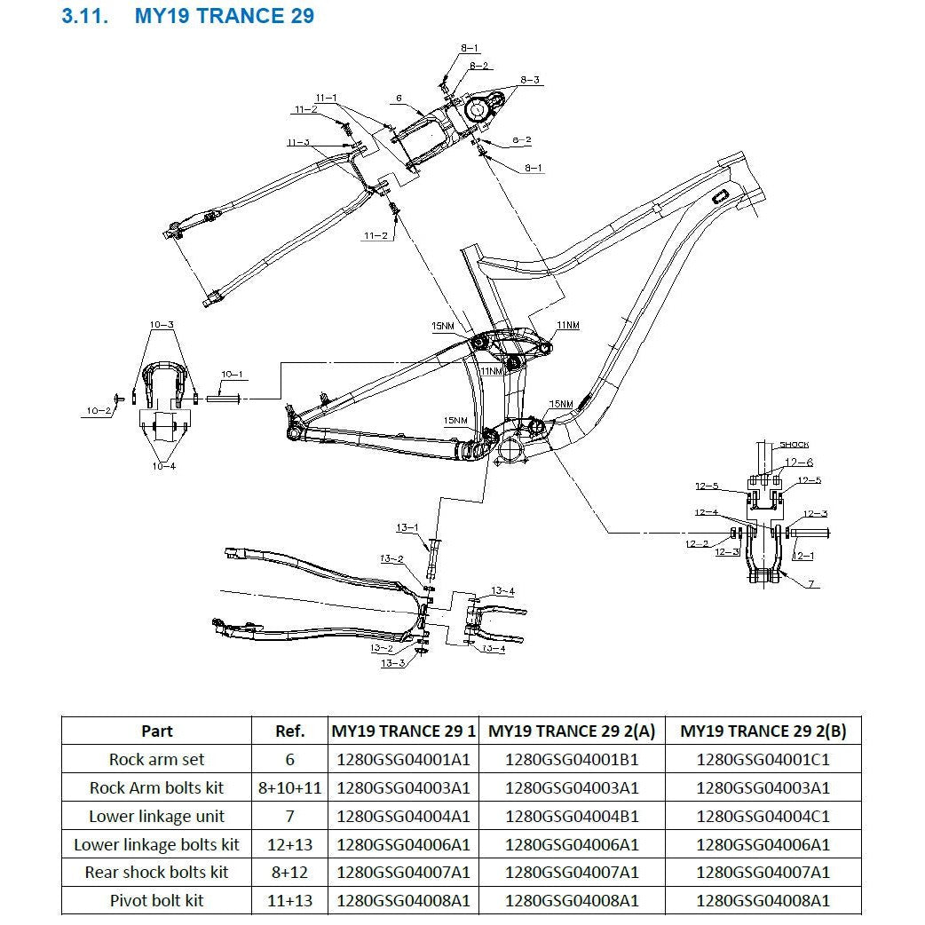 Giant MY19 Trance 29 - Lower linkage bolts kit