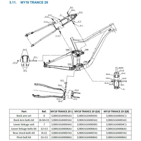 Giant MY19 Trance 29 - Lower linkage bolts kit