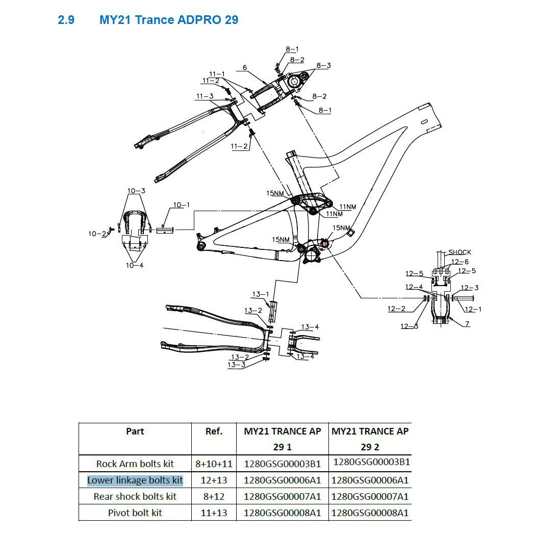 Giant MY21 Lower linkage bolts kit Trance Advanced Pro 29