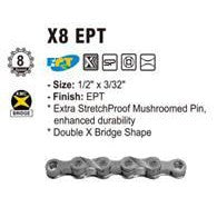 KMC CHAIN - 8 Speed - KMC X8 EPT - 116L - SILVER - EcoPro TeQ Coating - w/Connect Link