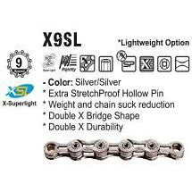 KMC CHAIN - 9 Speed - KMC X9SL - 116L - SILVER - X-Superlight - w/Connect Link