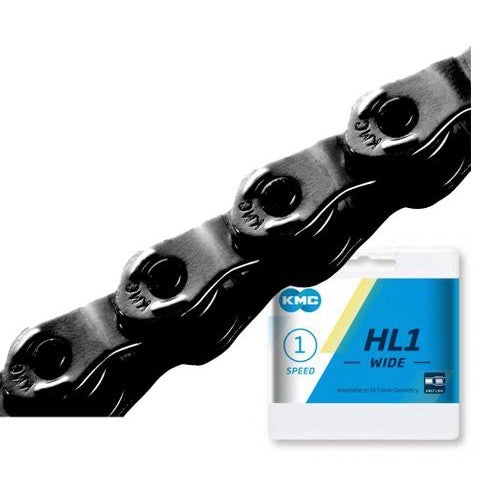 KMC CHAIN - Single Speed - KMC HL1 - 100L - BLACK - w/Connect Pin - (Half Link Chain)