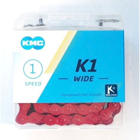KMC CHAIN - Single Speed - KMC K1 - 112L - RED - w/Connect Link