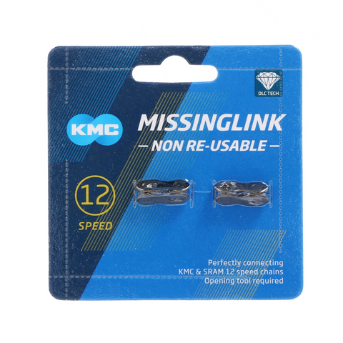 KMC Connecting Link for 12 Speed, NON Re-Usable, KMC, Card of 2, SILVER