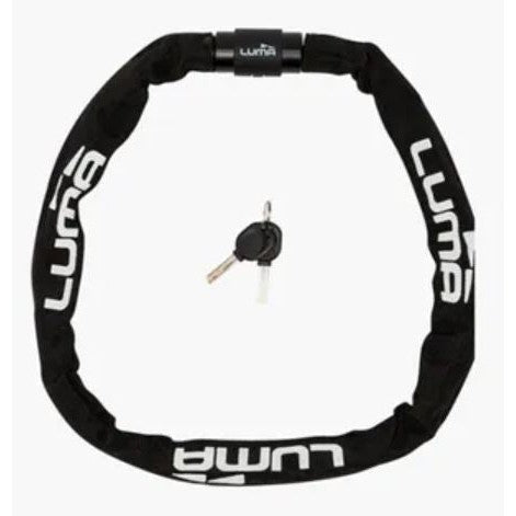 LUMA LOCK - Alpha 6 Plus Chain, 6mm Thick by 950mm Long with Key Lock, Black with White Writing, LUMA No1 lock brand in Spain